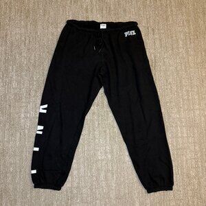 Victoria's Secret PINK Women's Black Sweatpants Lounge Wear Pink Logo Size Large